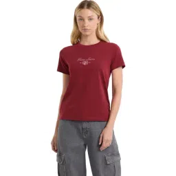 Guess Jeans Red Embroidered Script Regular Fit Tee-picture-46