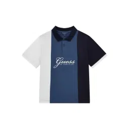 Guess Kids Navy & White Color Block Oversized Polo T-Shirt-picture-25