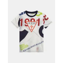 Guess Kids Navy Boats Printed Regular Fit T-Shirt-picture-28