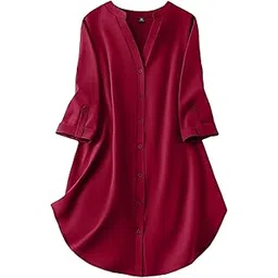 gufrina Dresses for Women||Viscose Rayon Solid Button Front Shirt Dress for Women || Roll Tab Sleeve & Collared Neck Flared Dress ||Front Open Button|| Office || Short Dresses for Women.-picture-18