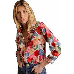 gufrina Shirt for Women Stylish Western |Shirt Type Top| Multicolor Bold Floral| Button-Down Western Top| Relaxed Fit Casual Shirt-picture-24
