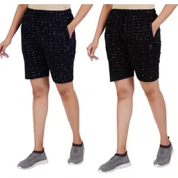 guide Pack of 2 Printed Women Black, Dark Blue Regular Shorts-picture-10