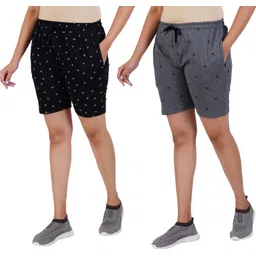 guide Pack of 2 Printed Women Black, Grey Regular Shorts-picture-18