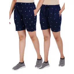 GUIDE Women Pack Of 2 Conversational Printed Cotton Regular Shorts-picture-37