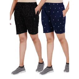 GUIDE Women Pack Of 2 Printed Regular Fit Shorts-picture-24