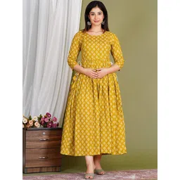Gujari Women Floral Printed Thread Work Floral Maternity Anarkali Kurta-picture-11