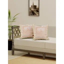 Gulaab Jaipur Pack Of 2 White Ethnic Motifs Woven Design Square Cushion Covers-picture-24