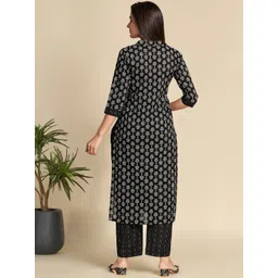 GULABOSITABO Women Ethnic Motifs Printed Regular Pure Cotton Kurta with Trousers image 3