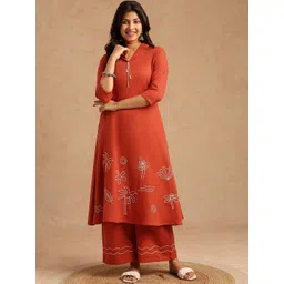 GULMEHAK Women Ethnic Motifs Embroidered A-Line Kurta with Palazzos-picture-29