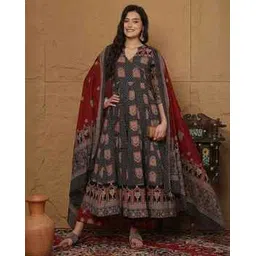 gulmohar jaipur Cotton Calf Length Anarkali Kurta Set-picture-28