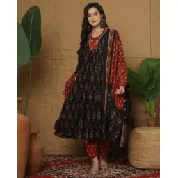 gulmohar jaipur Jaipur Cotton Calf Length Flared Kurta Set-picture-40