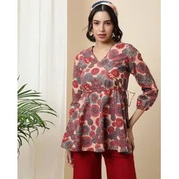 gulmohar jaipur Women Floral Print V-Neck Regular Fit Tunic-picture-13