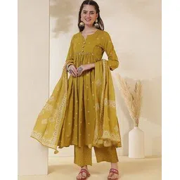 gulmohar jaipur Women Printed Flared Kurta Suit Set -picture-53