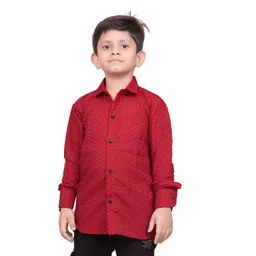 GUNJA FASHION Boys Comfort Fit Textured Spread Collar Cotton Casual Shirt-picture-13
