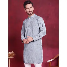 GUPTA TRENDZ Men Embroidered Flared Sleeves Patchwork Handloom Kurta-picture-32
