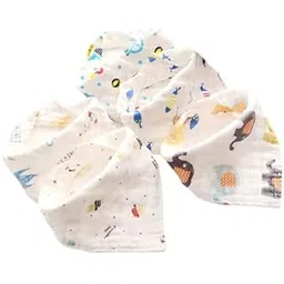 GURBIK, Cotton Soft 4 Layer Adjustable Feeding Baby Bandana Bib Apron - Set of 3 (Random Color)-image-25