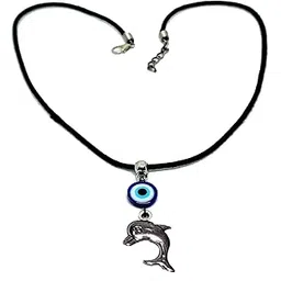gurjari jewellers Cootan Cord with Oxidised DOLPHIN +EvilEye Pendant for girls and Boys and women-picture-41