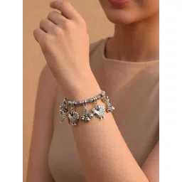 gurjari jewellers Women Brass Silver-Plated Cuff Bracelet-picture-20