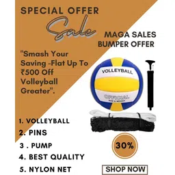Soft Synthetic Volleybal With Air Pump And Nylon Net . Best Quality Product. Volleyball - Size: 4-image-1