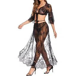 guso shopee Women Girl Sexy Net Croptop Non Wired Top with Skirt Midi Hot Panty Babydoll for Women | Everyday, Special Occasion Regular Full Coverage Ladies Top, Skirt and Panty Lingerie Set-picture-32