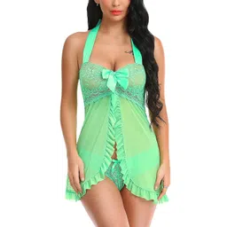 GuSo Shopee Women Green Net Baby Dolls image 1