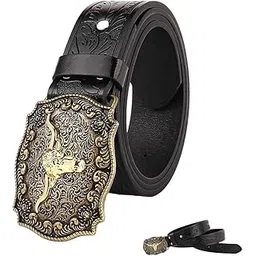 gustave Belts for Men Western Cowboy PU Leather Men Belt Waist Strap Bull Decoration Floral Engraved for Jeans 120cm/47in-picture-37