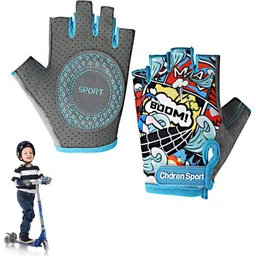gustave Kids Bike Gloves Cartoon Print Anti-slip Breathable Fingerless for Ages 4-8 Cycling Gloves-picture-17