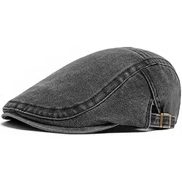 gustave Vintage Newsboy Cap for Men & Women Adjustable Cotton Blend Gatsby Ivy Hat, Classic Retro Cabbie Cap for Travel, Driving, Comfortable & Breathable Fashion Accessory Black-picture-54