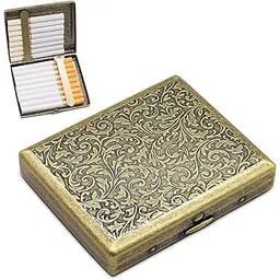 GUSTAVE® 1 Piece Retro Cigarette Case with Gift Box Portable Cigarette Box for 20 Cigarettes Elegant Cigarette Box (Grass) Gifts for Men-image-45