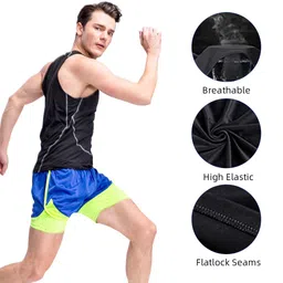 gustave GUSTAVE® Men's Gym Tank Top, Quick Dry Ultra Slim Training Shirt Sleeveless Tee Running Tank Top Fitness Sweat Shirt image 5