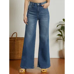 guti Women Flared High Rise Blue Jeans-picture-32