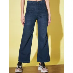 GUTI Women Flared High-Rise Light Fade Clean Look Stretchable Jeans-picture-23