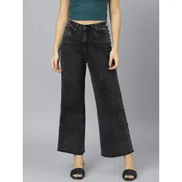 GUTI Women Flared High-Rise Light Fade Stretchable Cotton Jeans-picture-20