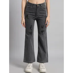 GUTI Women Flared High-Rise Mildly Distressed Stretchable Jeans-picture-36