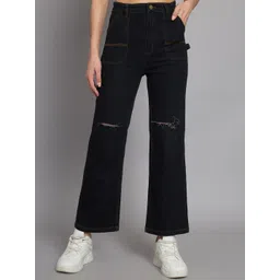 GUTI Women Flared High-Rise Slash Knee Stretchable Jeans-picture-35