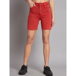 GUTI Women High-Rise Cotton Denim Shorts-picture-11