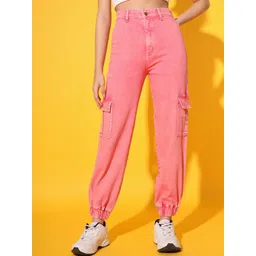 GUTI Women Jogger High-Rise Clean Look Cotton Cargo Jeans-picture-17