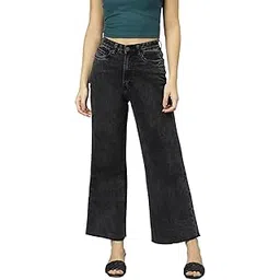 guti Womens High Rise Flared Fit Regular Length Cotton Poly Lycra Jeans-picture-13