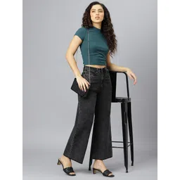 guti Women Flared High Rise Black Jeans image 5