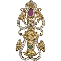 GVG JEWELLERY latest brooch pin for women and girls small size matte finish peacock design saree pin with ruby red and green color stones latest metal bridal dress suit pin (NO-30)-picture-49