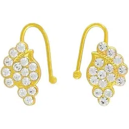 gvg plating works Gvg Plating Bharatanatyam Mango Nose Pin For Gods & Goddesses | Deity Ring With White Ad Stones Nath Without Piercing Nathiya | Classic South Indian Traditional Temple Ornament For Dancers - Set Of 2 image 1