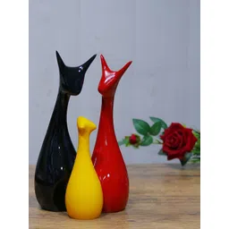 GW CREATIONS Black & Yellow 3 Pieces Medium Birds and Animals Figurine Showpiece-picture-15
