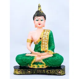 GW CREATIONS Cream-Coloured & Green Buddha Figurine Showpiece-picture-17