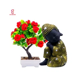 GW CREATIONS Gold-Toned & Black Buddha Idol Showpiece-picture-28