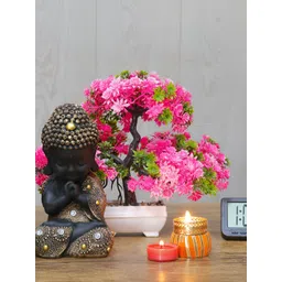 GW CREATIONS Gold-Toned & Pink 2Pcs Figurine Small Showpiece With Plant-picture-30