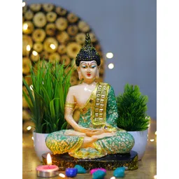 GW CREATIONS Green & Beige Buddha Figurine Showpiece-picture-16