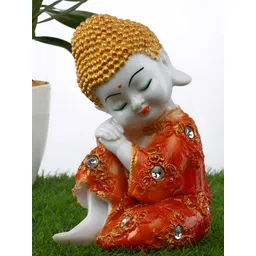 GW CREATIONS Orange Buddha Figurine Showpiece-picture-30