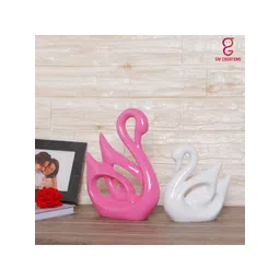 GW CREATIONS Pink & White Swan Couple Figurine Showpiece-picture-35
