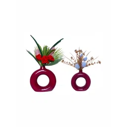 GW CREATIONS Red 2 Pieces Round Planters-picture-31