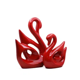 GW CREATIONS Red 2 Pieces Swan Glossy Finish Figurine Showpiece-picture-36